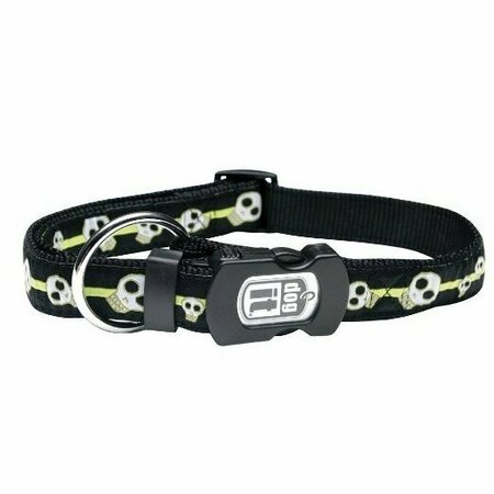 DOGIT Adj Collar Skulls Lime/Black Lg A130